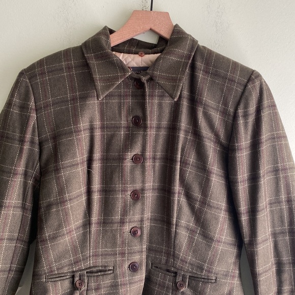 Banana Republic Plaid Button Front Wool and Cashmere Blazer - Picture 3 of 7